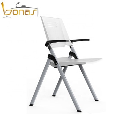 Wholesale white plastic chair  the seat and arm can folding for office furniture